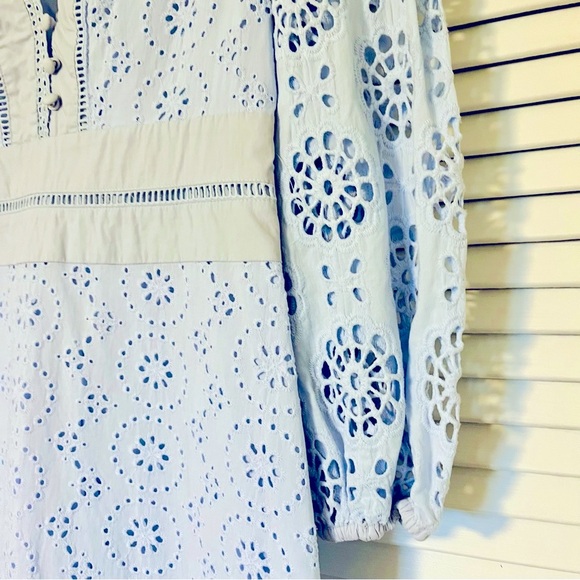 Banana Republic Light Blue Eyelet Long Sleeve Dress - Picture 8 of 13